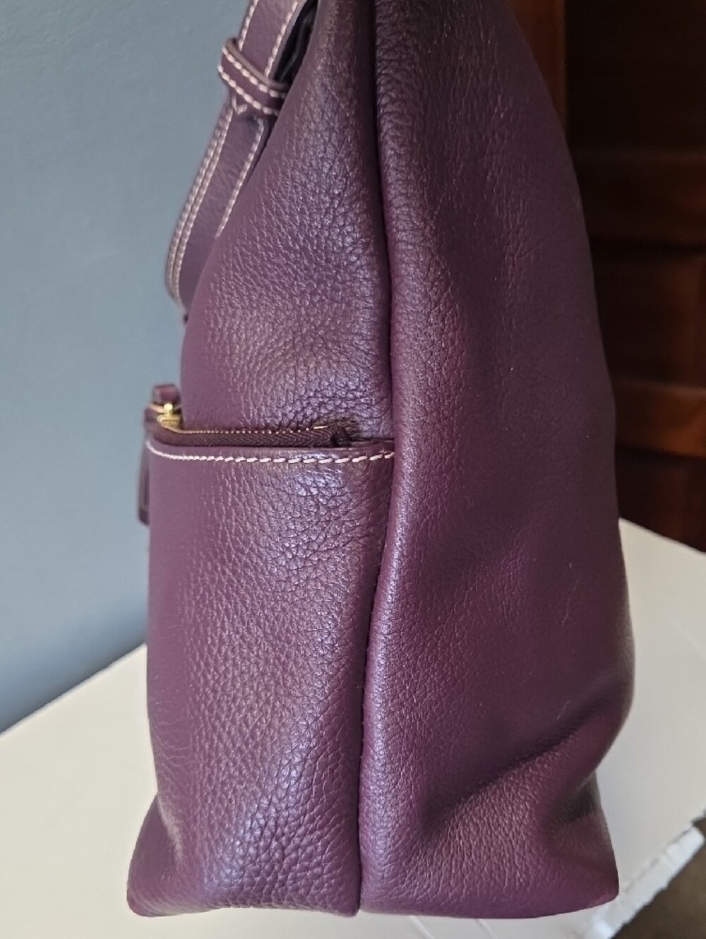 Dooney & Bourke Purple Pebbled Leather Hobo Shoulder Bag - Picture 3 of 13